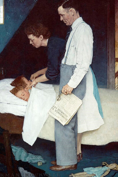 Norman Rockwell, Freedom from Fear, 1943, oil on canvas, illustration for The Saturday Evening Post, March 13, 1943, collection of Norman Rockwell Museum. © SEPS: Curtis Licensing, Indianapolis. All rights reserved.