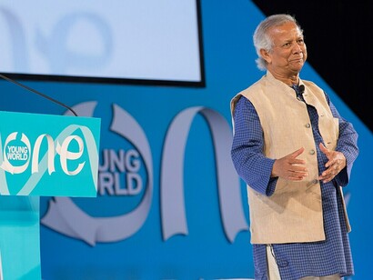 In 2015, Dr. Muhammad Yunus addressed the One Young World Summit in Thailand