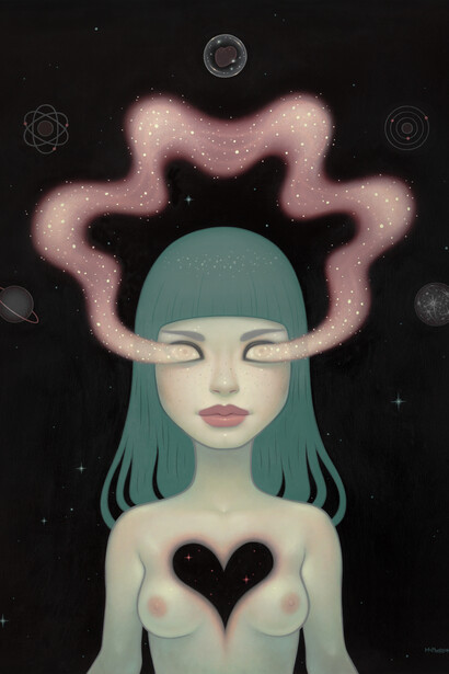 Tara McPherson, Quantum Dancer, 76 x 91.5 cm, Oil on board, Dorothy Circus Gallery