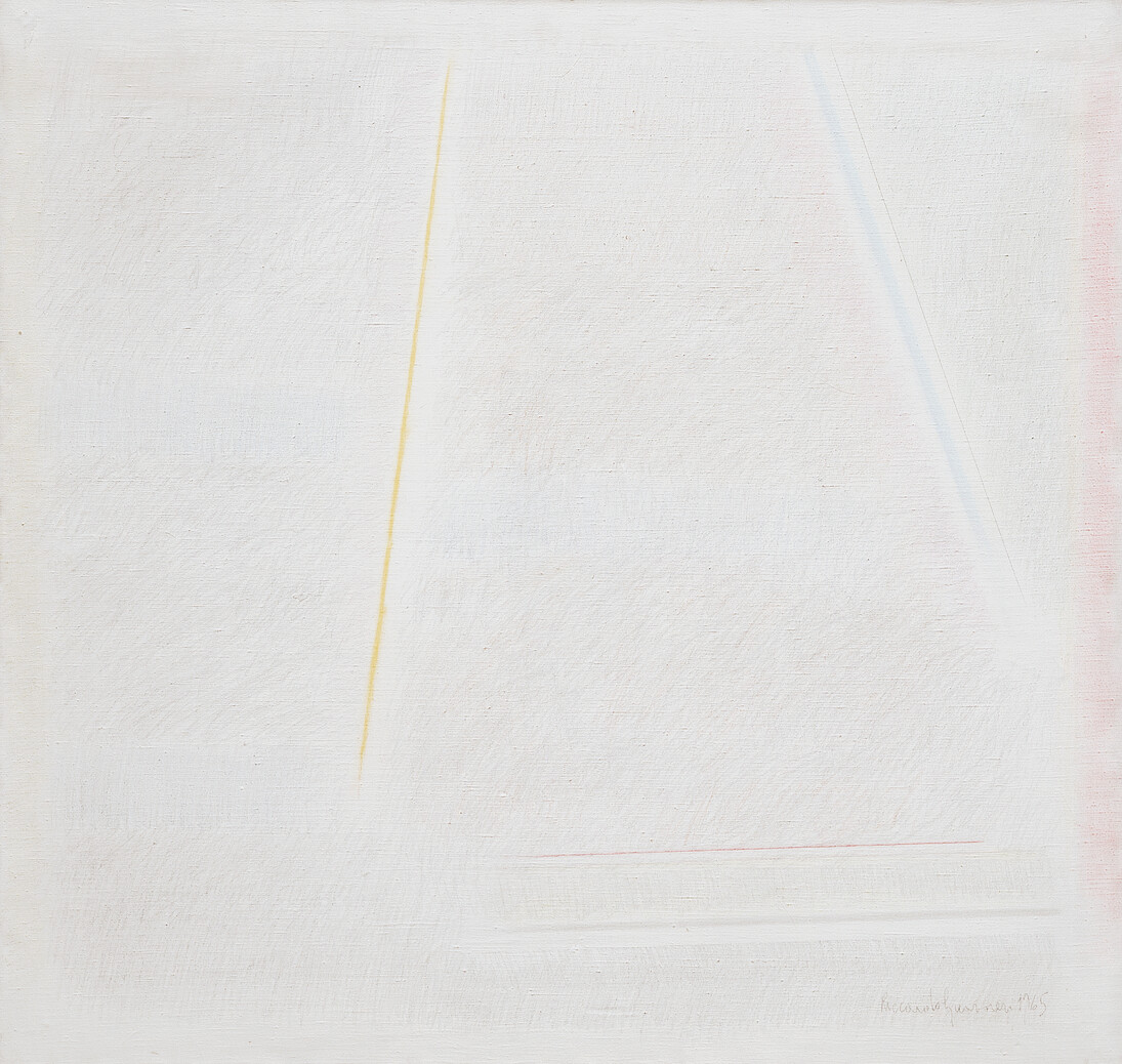 Riccardo Guarneri, Può anche essere così, 1965, mixed media on canvas, 95 x 100 cm