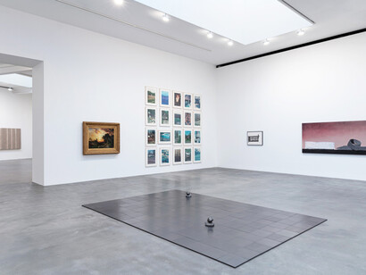 Installation view, artworks from left to right: © Theaster Gates, © Adam McEwen, © Richard Prince, © Banks Violette, © Ed Ruscha,  ph. Lucy Dawkins