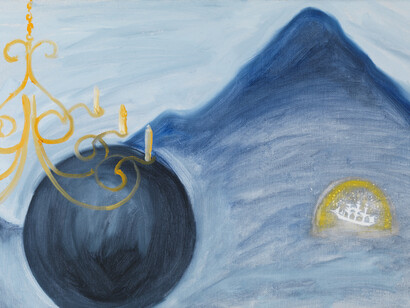 Enzo Cucchi: Impero di luce, oil on canvas, 2012, 55 x 96 cm