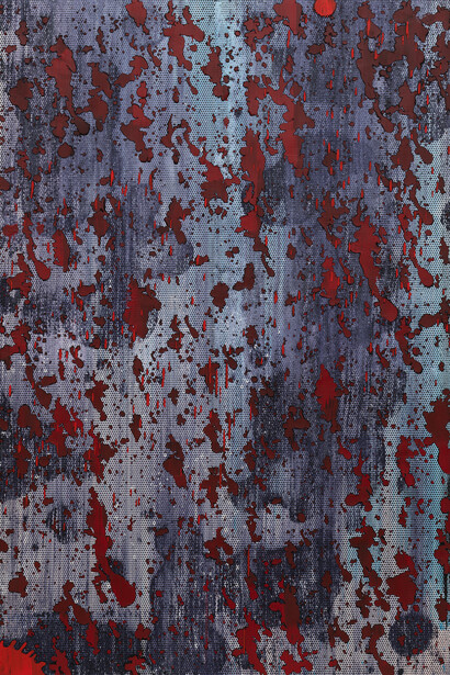 Jacqueline Humphries, JH122 (detail), 2024. Courtesy the artist; Greene Naftali, New York; Modern Art, London; and
Galerie Gisela Capitain, Cologne. Photo by Dan Bradica