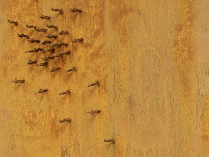 Peter Burke, Moment Four (detail), 2015, Steel, Unique, signed, 153 x 950 cm (60.2 x 374 in.)
