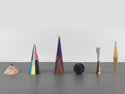 Claudia Wieser, each UNTITLED, 2012 linden tree, acrylic, gold leaf, various dimensions courtesy the artist and Galerie Sies+Höke