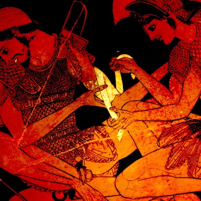 Aquiles venda la herida de Patroclo