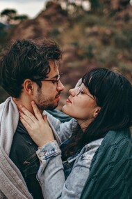 A couple gazing at each other intimately 