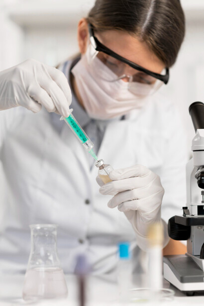 Una bioquímica extrayendo una muestra. CRISPR es aplicado en el diagnóstico de enfermedades infecciosas, proporcionando métodos rápidos y altamente sensibles de identificación