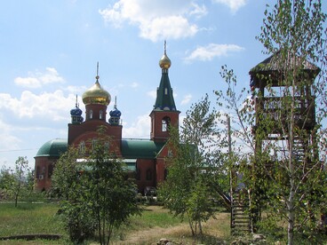 Chiesa della Natività della Vergine Maria ad Akhtyrsk. Agosto 2014. Akhtyrskiy, Russia