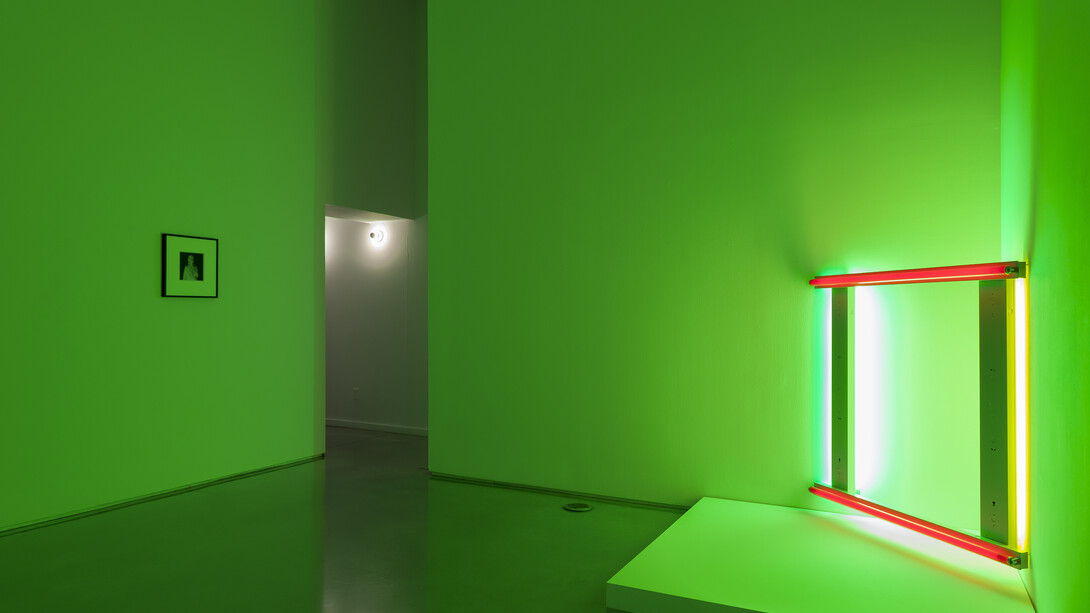 Dan Flavin, Robert Janitz, and Ralph Eugene Meatyard, Installation view, ghost outfit, team (gallery, inc.), 2014. Image courtesy of team (gallery, inc.), New York. Photo credit: Joerg Lohse