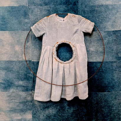 Caroline Mayers, Lost Love. Indigo-dyed cotton, iron wire, 2025