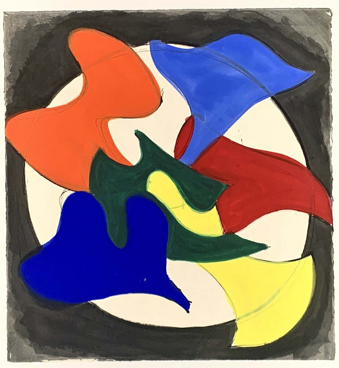David Hayes, Study for polychrome steel wall relief, gouache on paper, 22.25x24 in