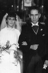 Boda de Germán Suárez-Vértiz, pintor peruano, con María Teresa Reyes, pintora peruana. Abuelos paternos de Pedrito. Fuente: Periódicos del Perú