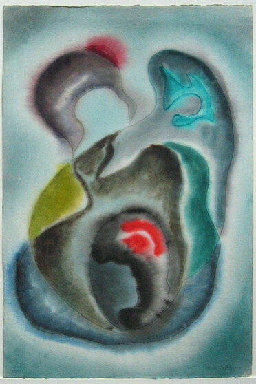 Nassos Daphnis, A Happy Journey, 1948, Watercolor on Paper, 22” x 14 ½” 
