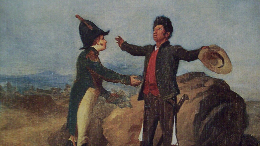 "Abrazo de Acatempan", óleo sobre lienzo, Román Sagredo, 1870