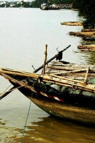 Traditional Bengal Boats Anchored at Halisahar Jetty.