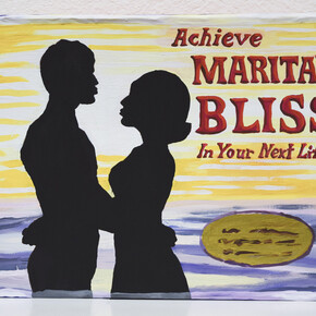 Jean Lowe, Achieve Marital Bliss, casein on acid-free foam board. Courtesy of Robischon Gallery