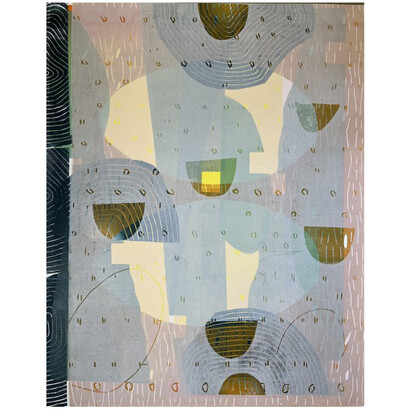 Jeanine Coupe Ryding, Forgiving, 2023, 2/2, woodcut on Stonehenge, 43 3/8x31 3/8 inches. Courtesy the artist and Atrium Gallery