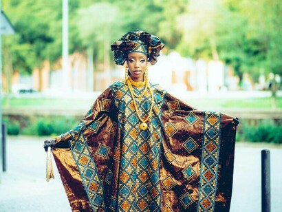 Woman with traditional traditional clothes and accessories