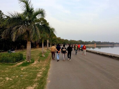 Morning strollers at the Lake