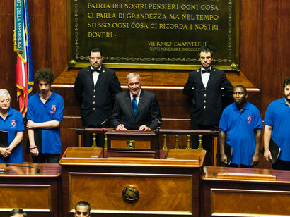 Il Presidente del Senato Pietro Grasso presenta il Coro Papageno. Ph Giacomo Maestri