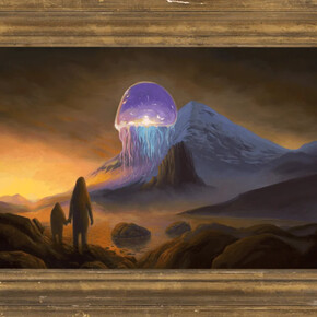 Scott Musgrove, Mucilaginous Resplendence, 2023, oil on board, 30.5x61 cm, copyright the artist. Courtesy the artist and Dorothy Circus Gallery, London