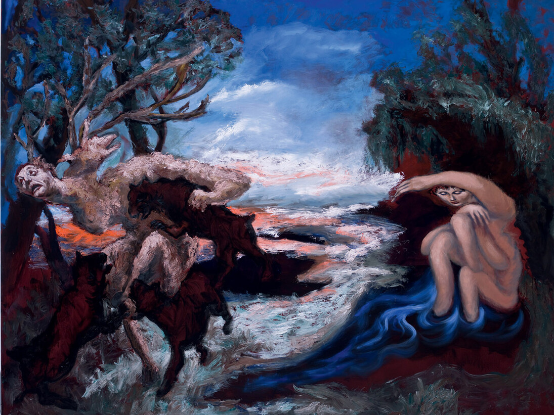 Gérard Garouste, Diane et Actéon, 2015, huile sur toile,
200 x 260 cm. Musée de la Chasse et de la Nature, Paris.
© Photo DR © Adagp Paris 2015