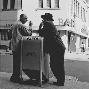 Bill Rauhauser, Conversation, c. 1955-1960, pigment print on archival paper, Framed Dimensions: 28 1/2 x 28 1/2 inches  72.4 x 72.4 cm, Courtesy Hill Gallery, Birmingham, MI (c) Bill Rauhauser