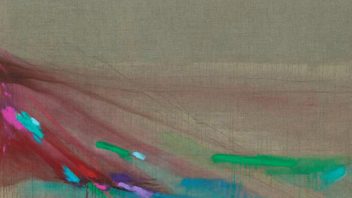 Agathe de Bailliencourt, Paysage 6, 2012, 67 x 86.7 inches, Acrylic, pastel and pencil on raw linen