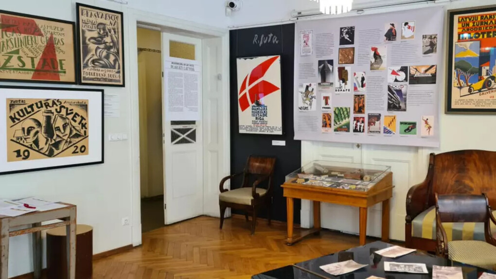 Modernist and art deco posters, exhibition view. Courtesy of Romans Suta and Aleksandra Beļcova Museum