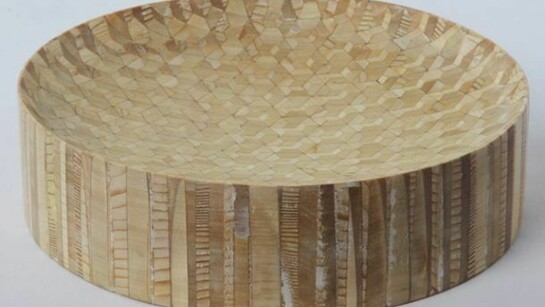 Philippe Malouin, Extrusion bowl, 30cm (d) x 8cm (h), Object: Extrusion bowls, stool, high tray, and table, 5 various objects in a limited edition of 12 + 2 P, Material: Hand crafted maple and oak, Carwan commission, produced in Lebanon