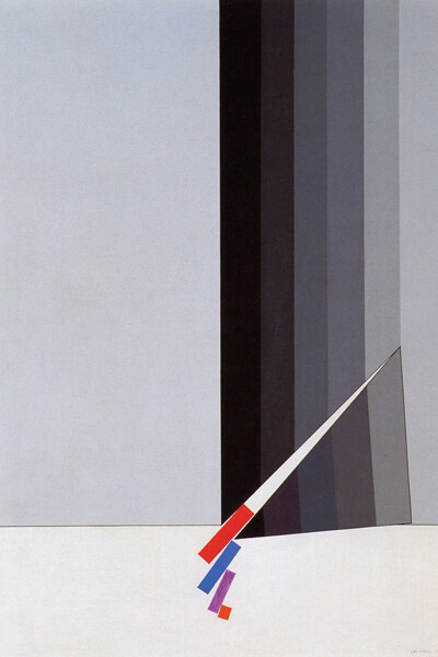 Eugenio Carmi, Eugenio Carmi, Trinagolo ribelle, 1970, acrilici su tela, 100 x 80 cm