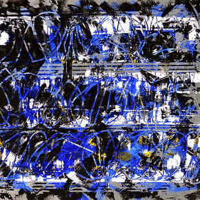 Jorge Enrique, Metallica project 2015, 3 am Score, mixed media on metal, 46 x 60 in
