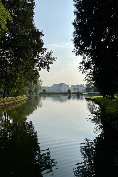 Vista dal laghetto, Villa Contarini, Veneto, Italia