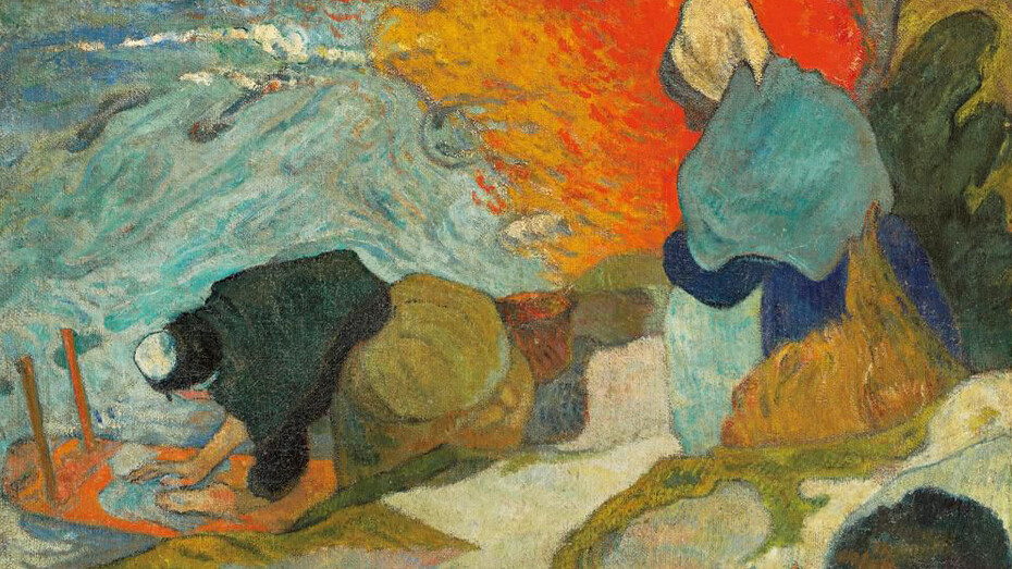 Paul Gauguin, Lavanderas en Arlés, 1888. Cortesía del Museo de Bellas Artes de Bilbao