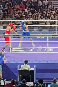 Evento di pugilato ai Giochi Olimpici del 2024, Angela Carini e Imane Khelif, hanno combattuto all'arena Paris Nord, nella categoria 66 chilogrammi donne, Villepinte in Seine-Saint-Denis
