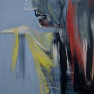 Linda Stein, Profile Landscape 438-058 (detail), 1975, acrylic on canvas mounted on linen-wrapped wood, 22 x 24 in. Courtesy of the artist and Anita Shapolsky Gallery