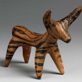 Late Helladic IIIA, Date:ca. 1400–1300 B.C., Culture:Helladic, Mycenaean, Medium:Terracotta, Dimensions:H. 3 1/4 in. (8.2 cm), length 4 1/2 in. (11.4 cm), Classification:Terracottas. Fletcher Fund, 1936