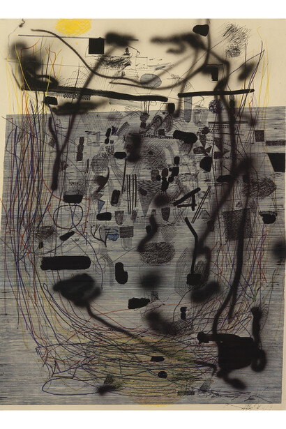 Shaun O'Dell, rain.FIGURES.2, 2014, Gouache on paper mounted on canvas mounted on panel, 30 x 22 in. Courtesy: Susan Inglett Gallery, NYC.