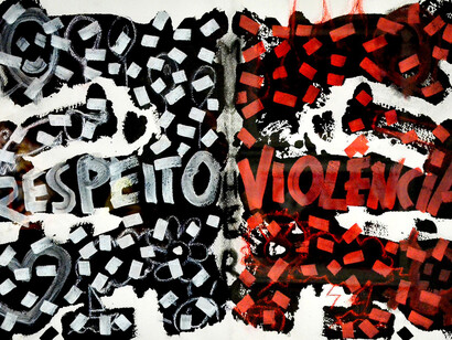 O que vês? - 50x70 cm - idropittura e penna su carta goffrata