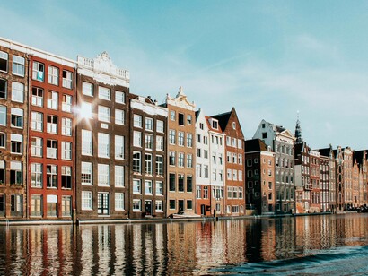 The sight of the canal in Amsterdam, Netherlands