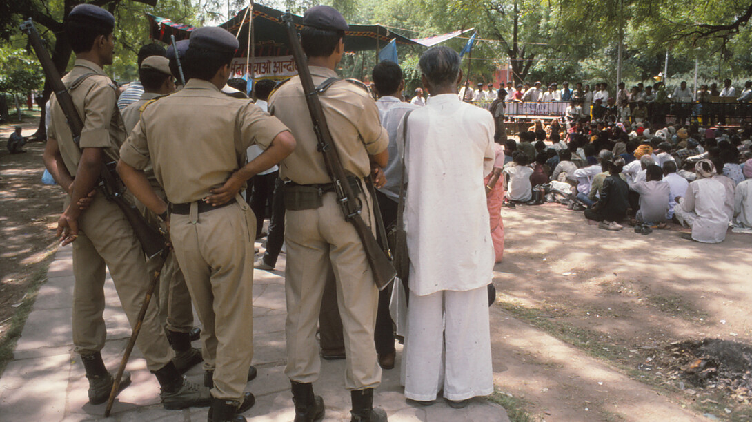 Police forces used to suppress democratic dissent - intensifying under the current regime @ Ashish Kothari