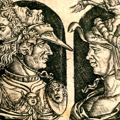 Jacopo da Bologna (attribuito a), Busti di guerrieri, fine XV secolo: niello di piccole dimensioni, probabile modello per la cesellatura di oggetti