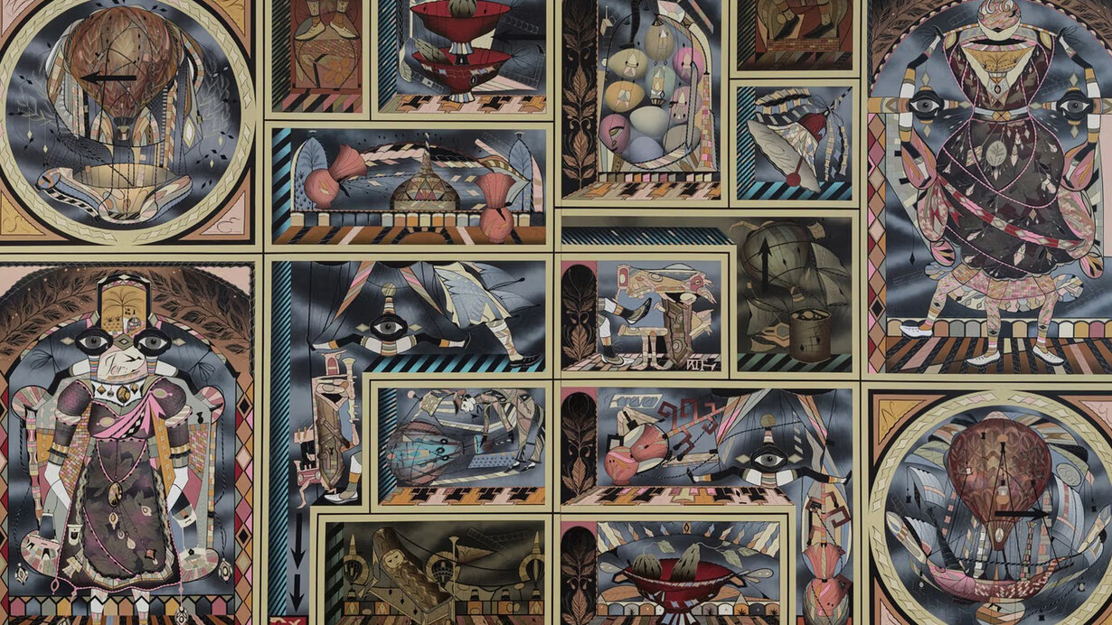 Lari Pittman, The remedy of analog space and time #1 (detail), 2026. Courtesy of Lehmann Maupin