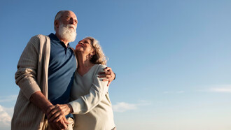 An elderly couple staying strong, active and connected—simple daily habits like these have great benefits on health