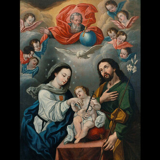 Bernardo Rodriguez, The Holy Family with Mercedarian Symbols, late 18th–early 19th century, oil on canvas, collection of Carl & Marilynn Thoma.