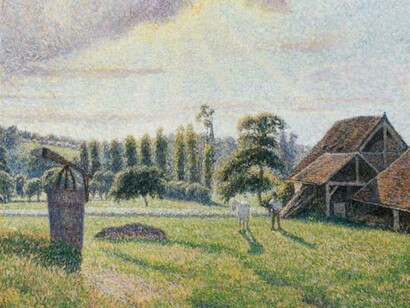 Camille Pissarro, The Delafolie Brickyard at, Éragny (La Briqueterie Delafolie à Éragny), 1886-88, Oil on canvas, 58 x 72 cm (22 13/16 x 28 3/8 inches). Private collection