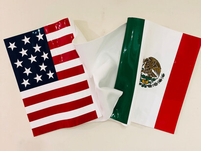 Mimi Herbert, American mexican flag state 2, 2018. Courtesy of Bethesda Fine Art Gallery