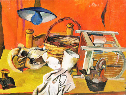 Renato Guttuso, Still Life with Lamp (Still Life with Skull and Lamp), 1940-41, Oil on canvas, 55 x 80 cm
Courtesy Galleria d’Arte Maggiore, Bologna