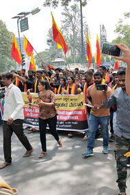 DMK Youth Wing Secretary and MLA Udhayanidhi Stalin during a protest against the parliamentary committee’s recommendation to make Hindi the medium of instruction in central educational institutes, in Chennai on October 15, photo Credit: PTI